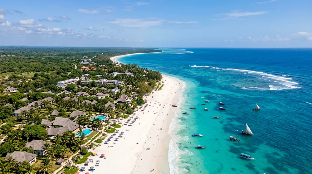Panoramic shot of kenyan beach